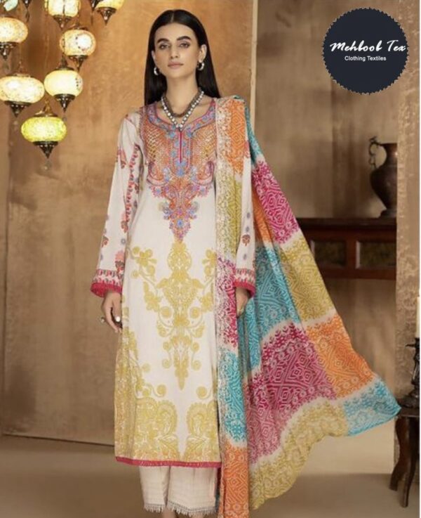 HIVE ART   pure cotton semilawn with multi coloured duppatta for women