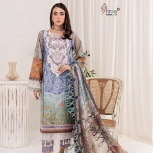 HIVE ART 101 Pakistani pure cotton semilawn with chiffon dupatta