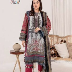 HIVE ART printed red Pakistani lawn suit unstiched