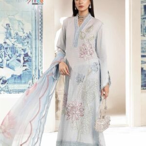 HIVE ARTS  sky blue floral Pakistani suit with dupatta and bottom