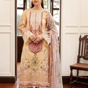 HIVE ARTS Pakistani cotton meterial with silver chiffon dupatta