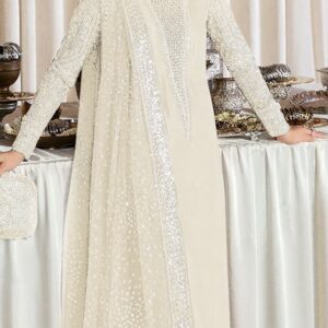 HIVE ARTS Elegent white Pakistani partywear lawn meterial
