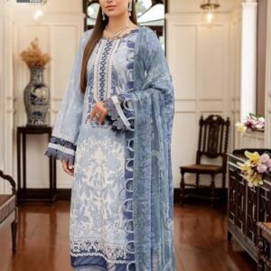 HIVE ARTS white and blue Pakistani suit meterial