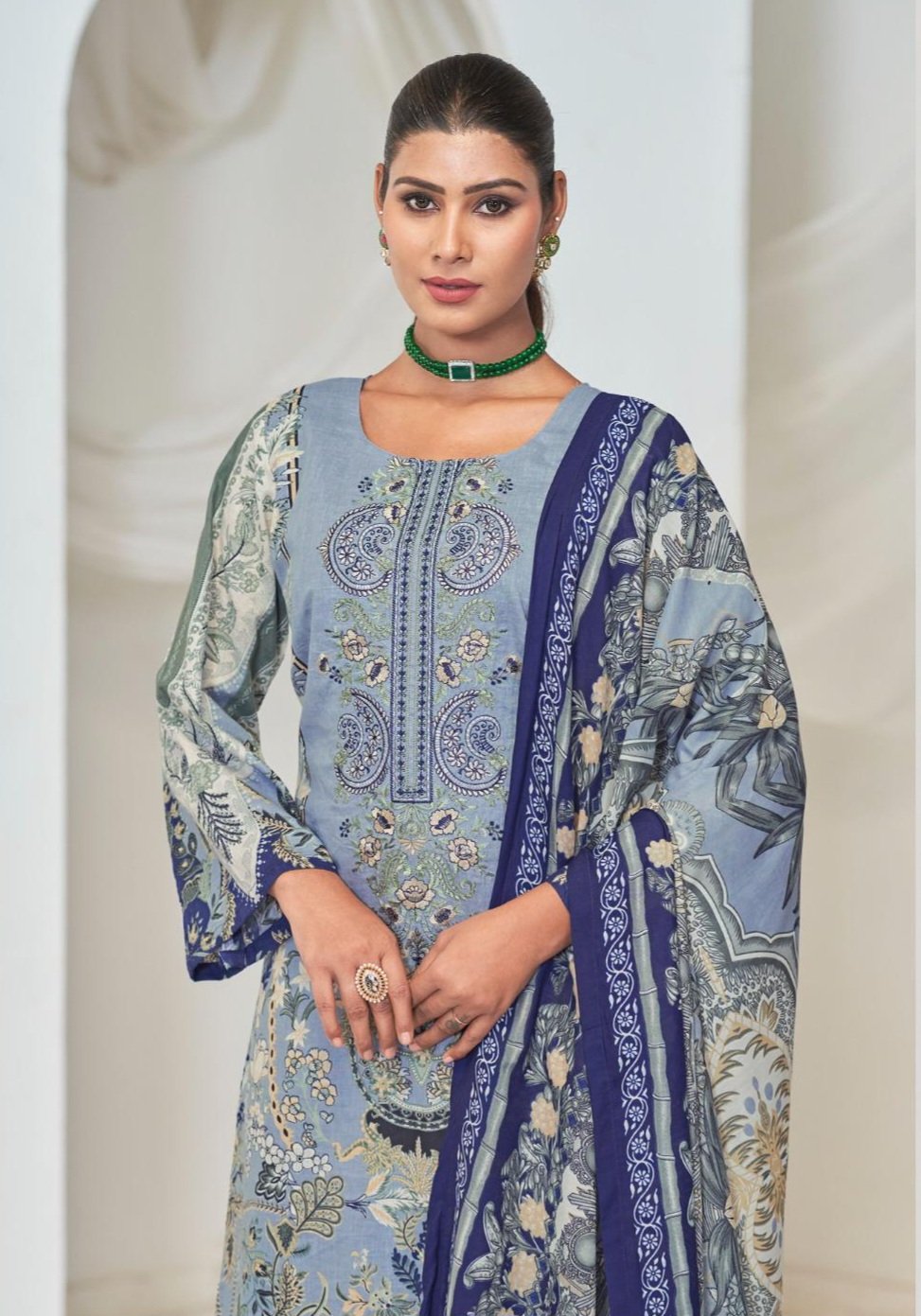 HIVE ART PURE COTTON PRINTED BLUE MATERIAL - Image 2