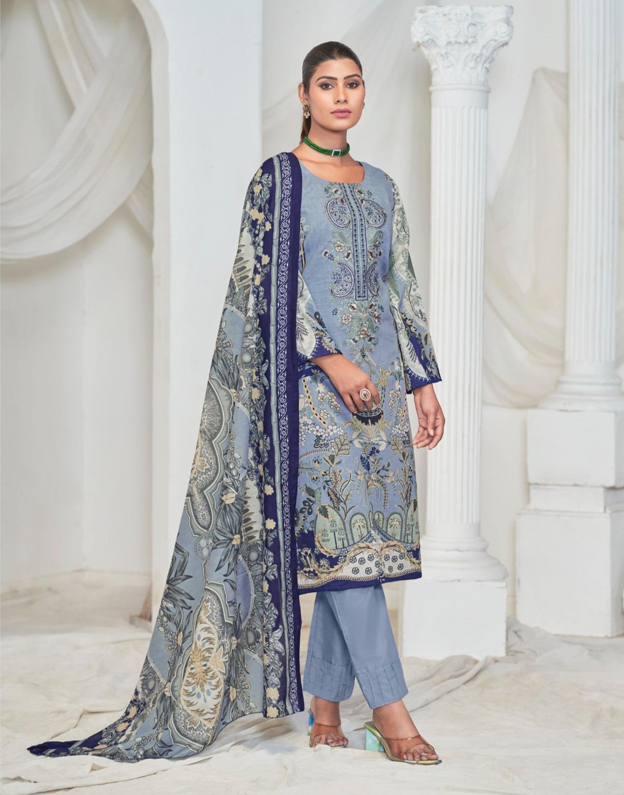 HIVE ART PURE COTTON PRINTED BLUE MATERIAL