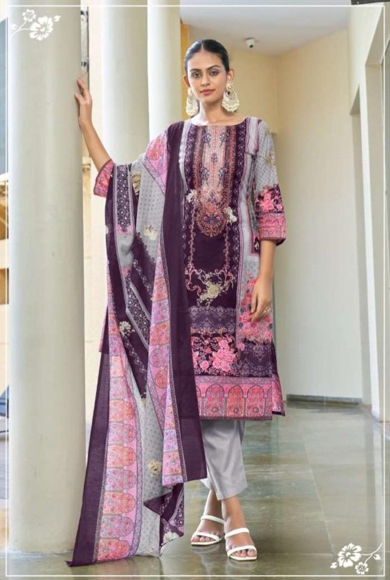 HIVE LAWN cotton printed magenta material