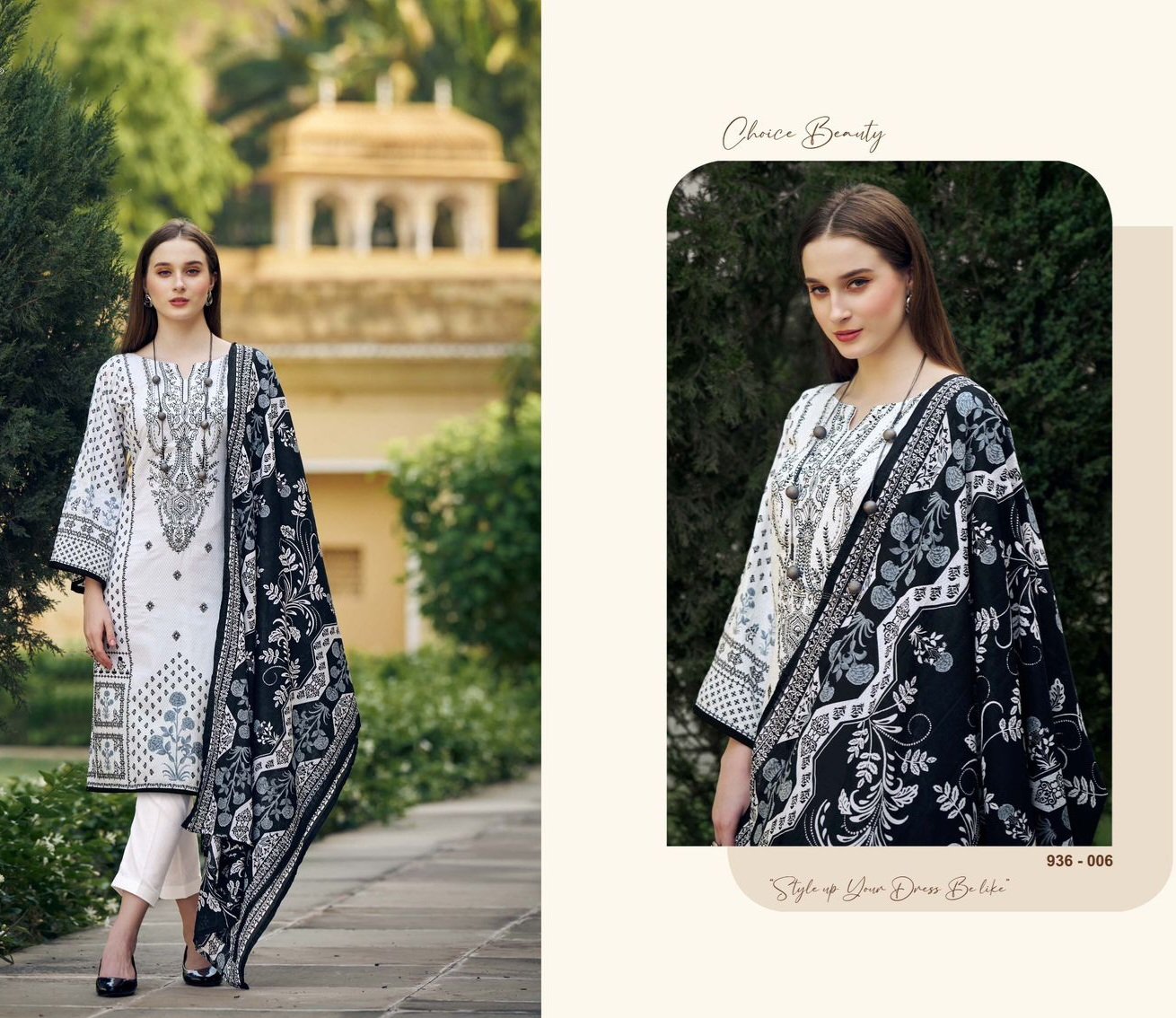 Hive Art black and white pakistani semilawn - Image 3