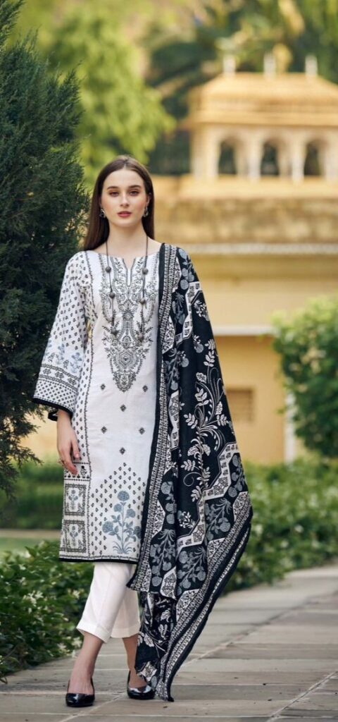 Hive Art black and white pakistani semilawn