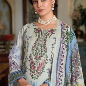 Hive Art light blue printed Pakistani semilawn
