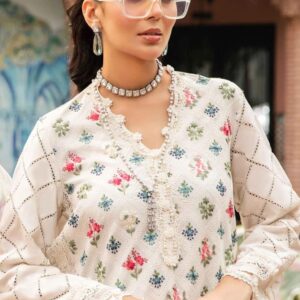 Hive Art off-white printed Pakistani semilawn