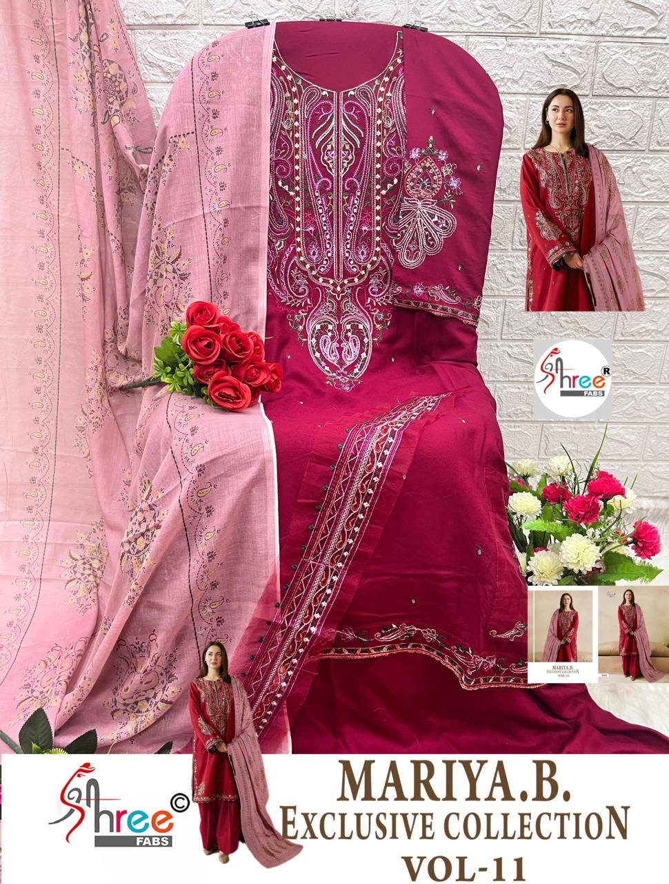 Hive Art premium Red Pakistani lawn with simply printed duppatta - Image 4