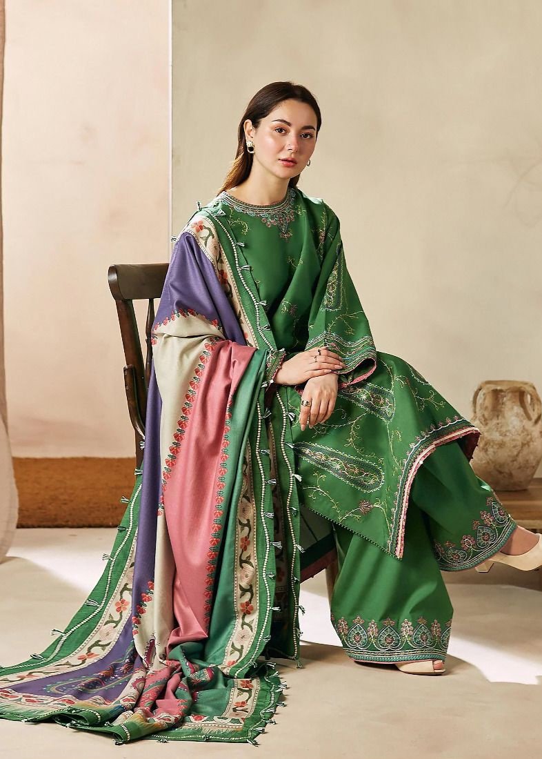 Hive Art Green Pakistani simple party wear women
