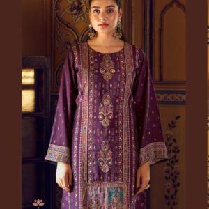 Hive Art grape coloured printed Pakistani semilawn