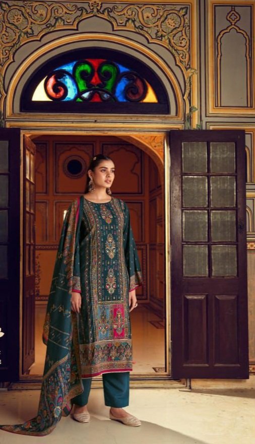 Hive Art Tale blue printed Pakistani semi lawn