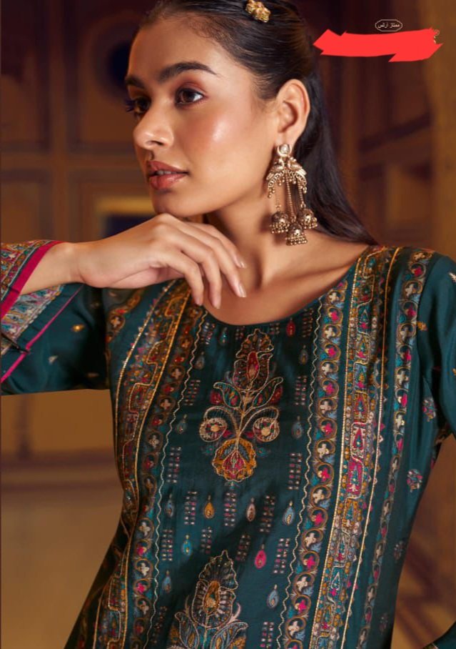 Hive Art Tale blue printed Pakistani semi lawn - Image 2