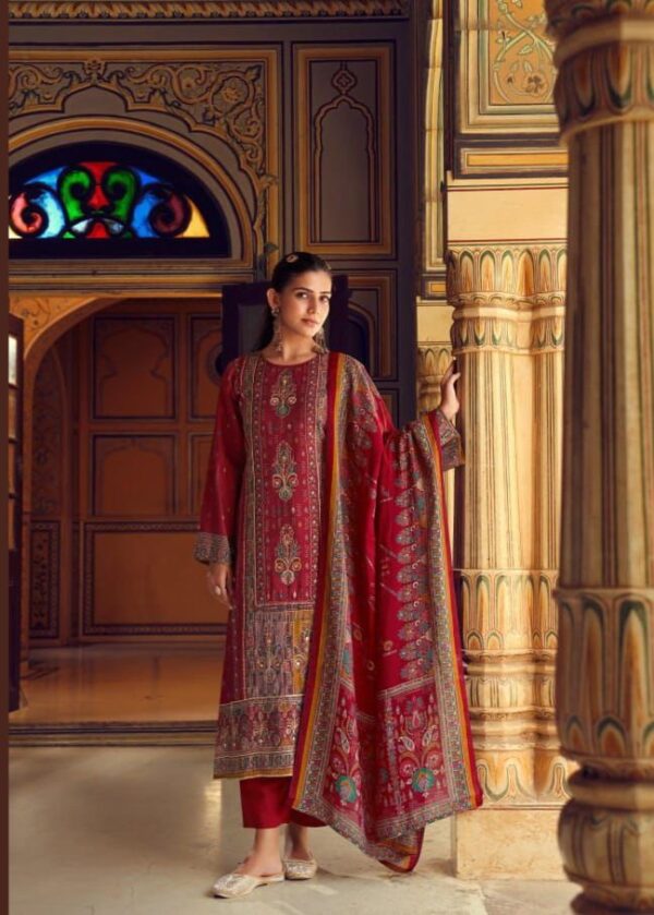 Hive Art red printed Pakistani semilawn