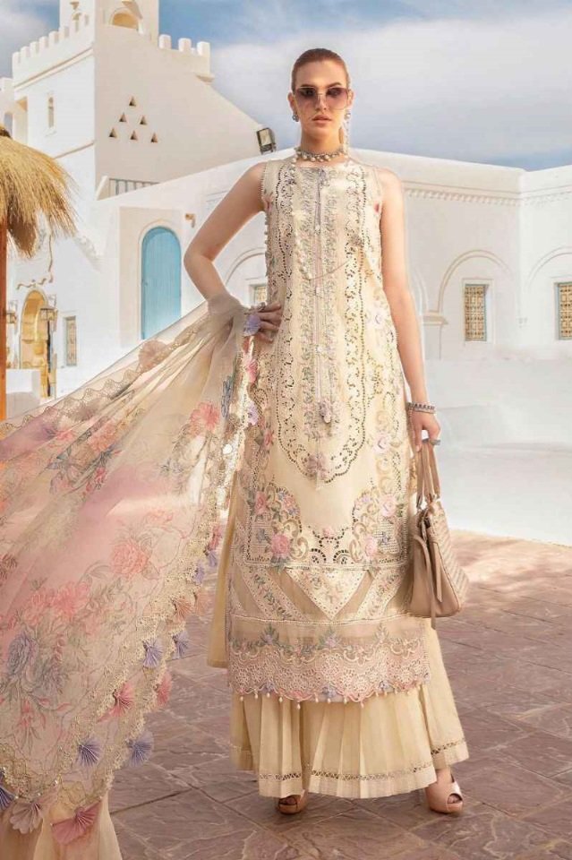 Hive Art cream colour Pakistani semilawn - Image 2