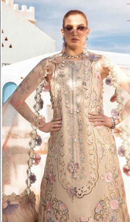 Hive Art cream colour Pakistani semilawn - Image 3