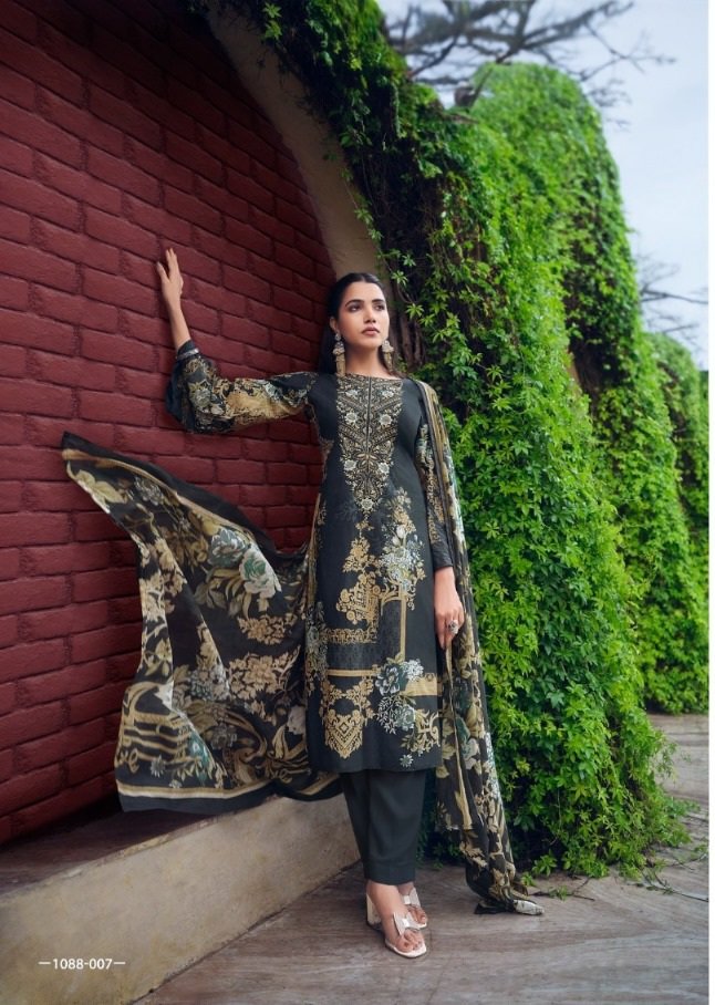 Hive Art Dark green pure cotton Pakistani semilawn