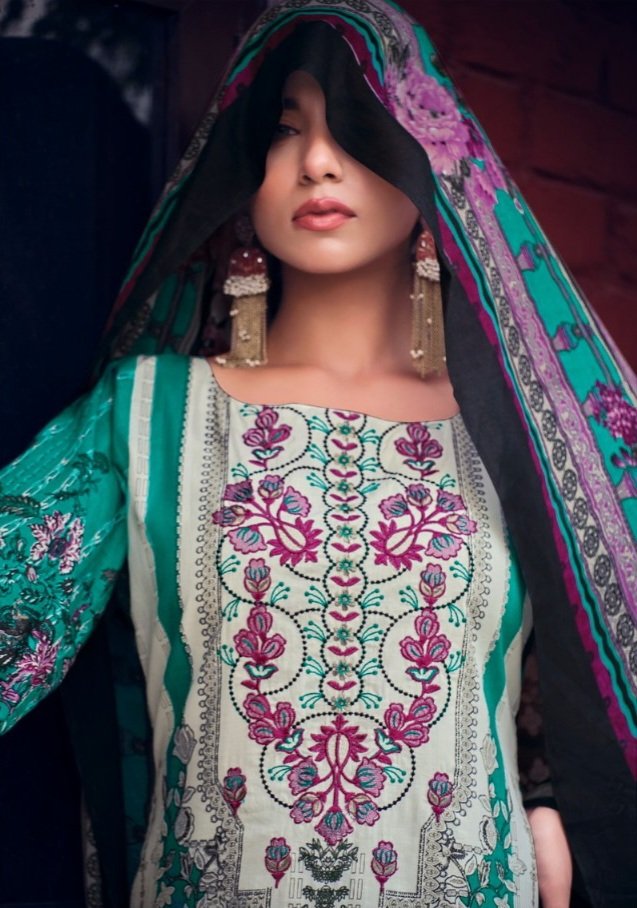 Hive Art green printed semilawn with dupatta - Image 2