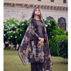 Hive Art grape coloured printed Pakistani semilawn pure cotton