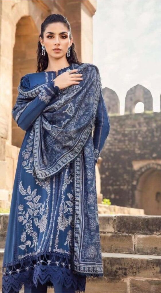 Hive Art Navy blue printed semilawn
