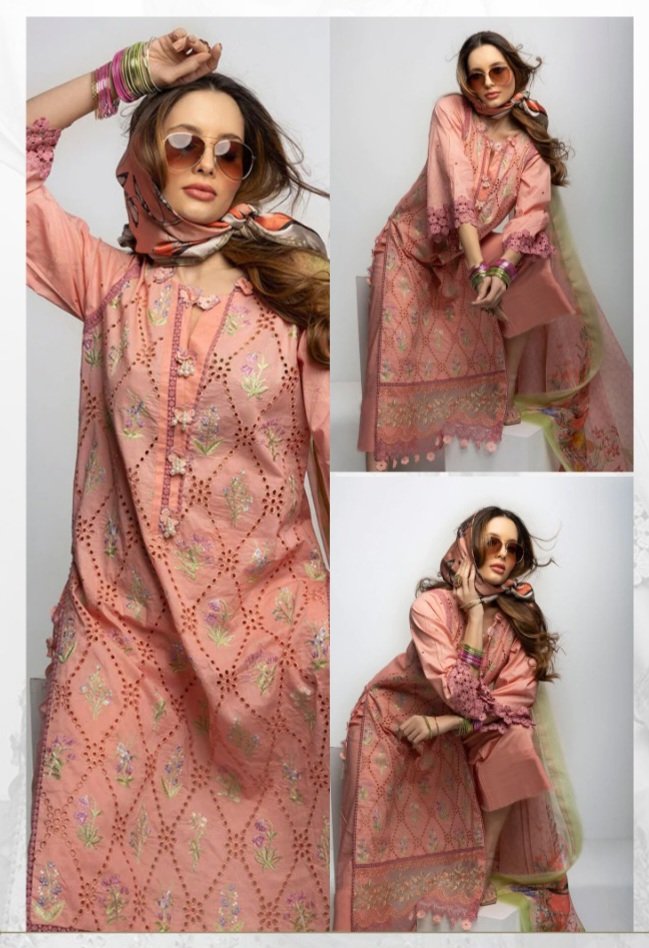 Hive Art peach coloured pakistani semilawn