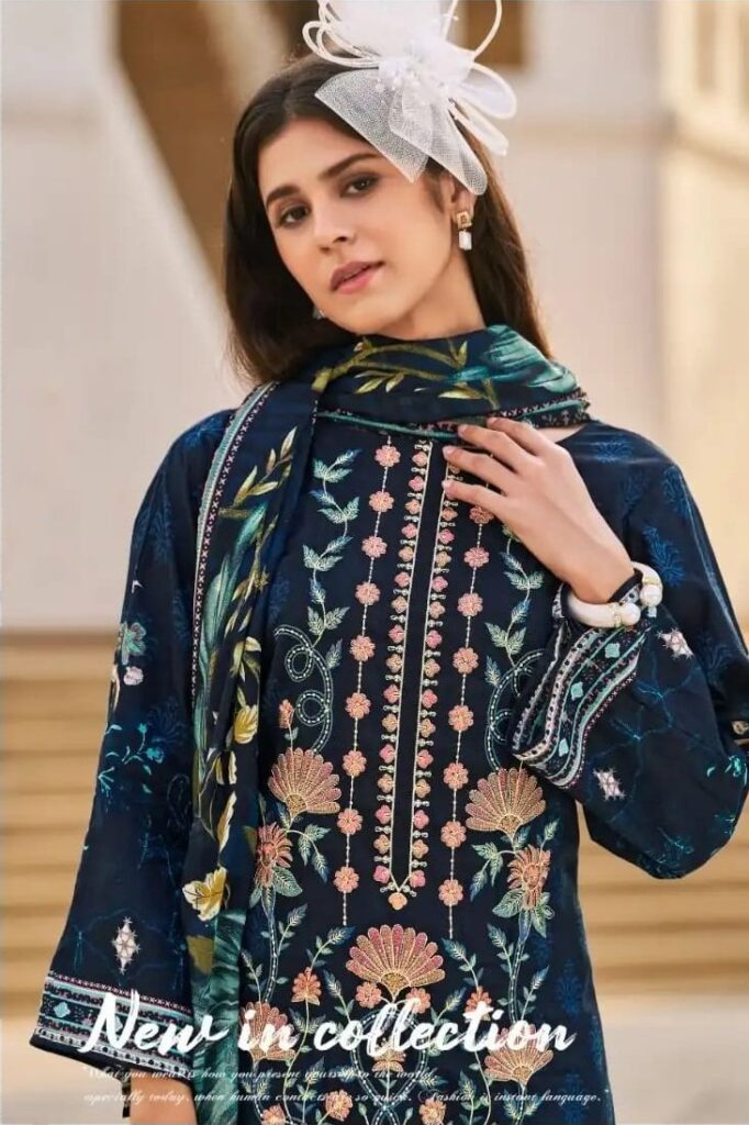 Hive Art Navy blue pakistani semilawn
