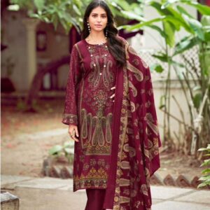Hive Art Red printed pakistani semi lawn