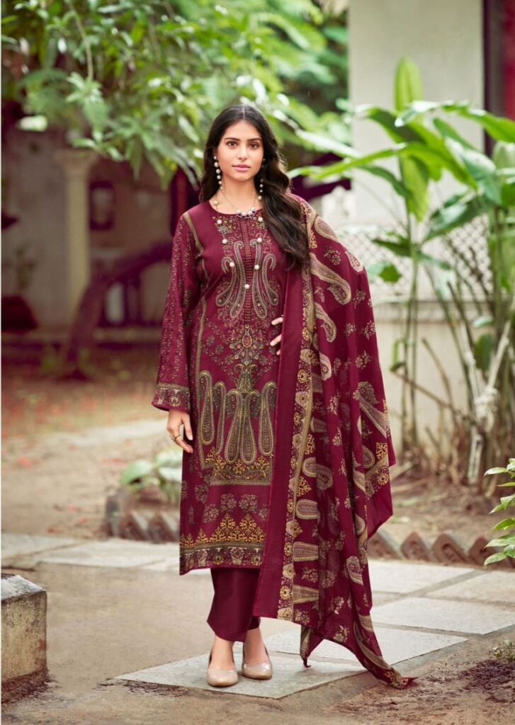 Hive Art Red printed pakistani semi lawn