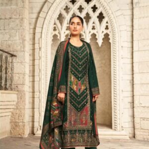 Hive Art green printed pakistani semilawn