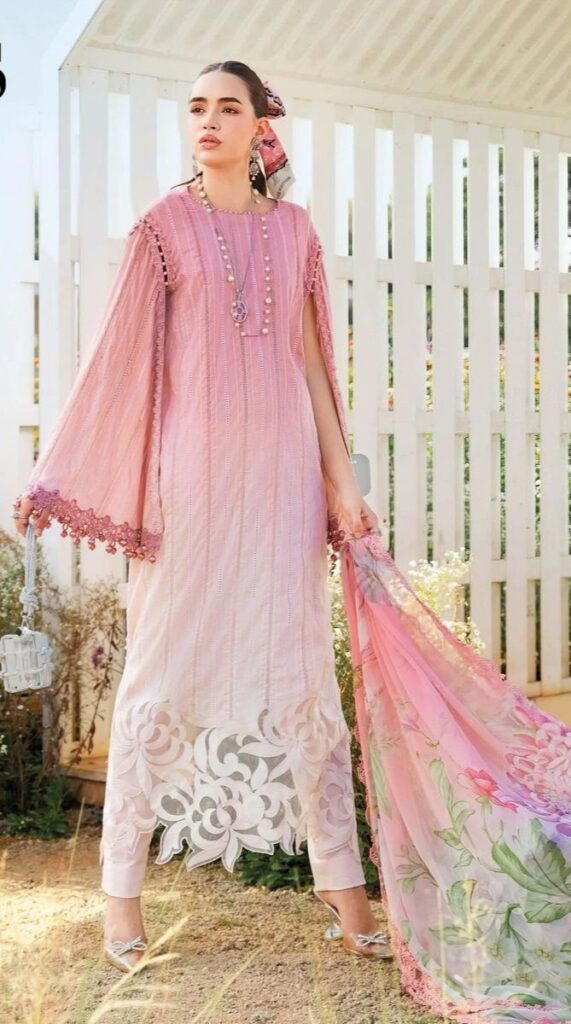 Hive Art pink and white pakistani semilawn