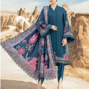 Hive Art blue coloured pakistani semilawn with printed duppatta